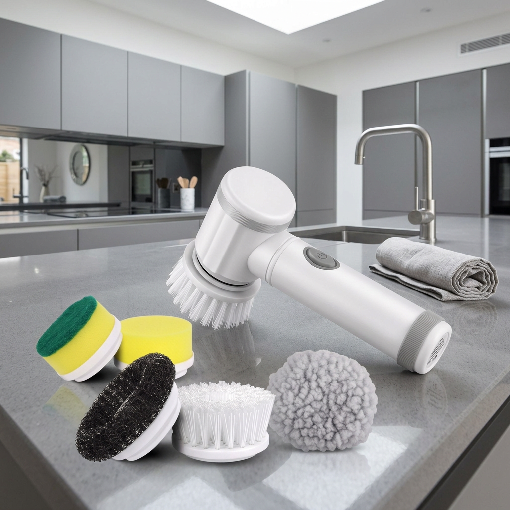 Electric Spin Scrubber - Cordless Power Cleaning Brush with 5 Heads